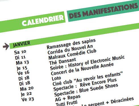 Calendrier des manifestations 2026