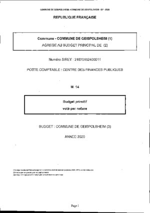Budget primitif 2020