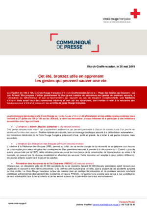 Communique de presse plage des gestes qui sauvent 2019