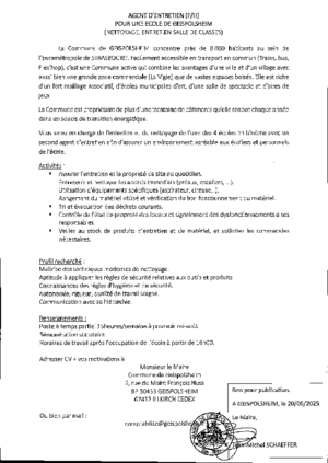 Agent entretien 15h ecole