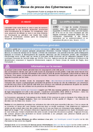 Revue de presse des cybermenaces   avril 2022