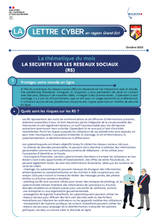 La lettre cyber rgge octobre 2023