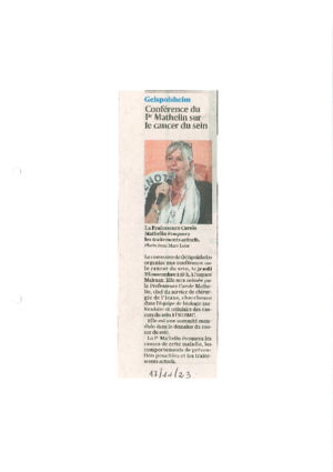 Conf%c3%a9rence du pr mathelin sur le cancer du sein