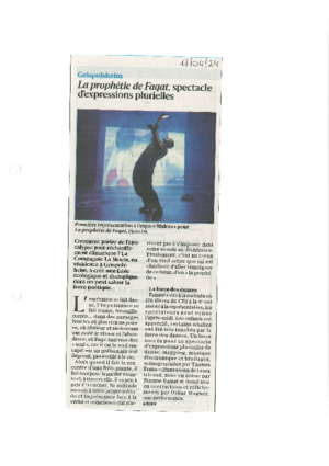 La proph%c3%a9tie de fagat spectacle d'expressions plurielles