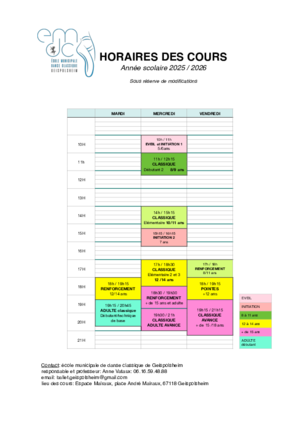 Horaires geis 25 26 juillet