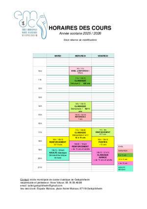 Horaires des cours geis 25 26