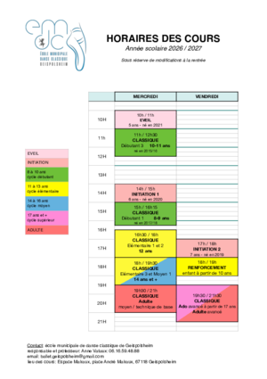 Horaires des cours geis 26 27