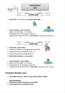 Programmes février et mars