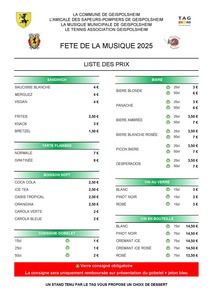 Tarifs restauration et buvette